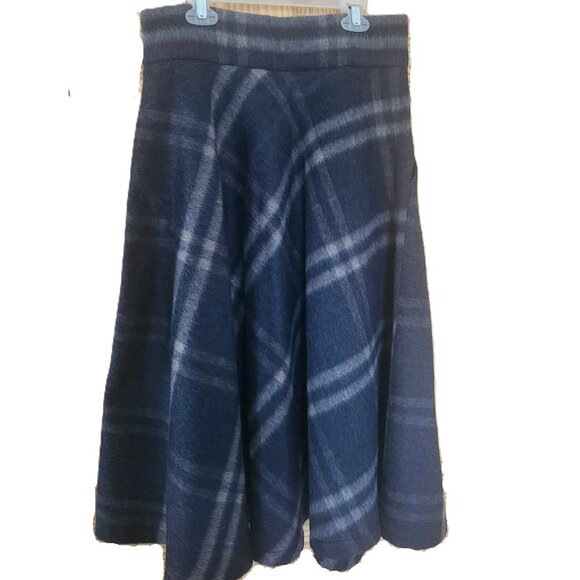 NWOT Wool Midi Plaid Skirt by Nikka, blue and cream, size M (US 8) - Picture 2 of 12